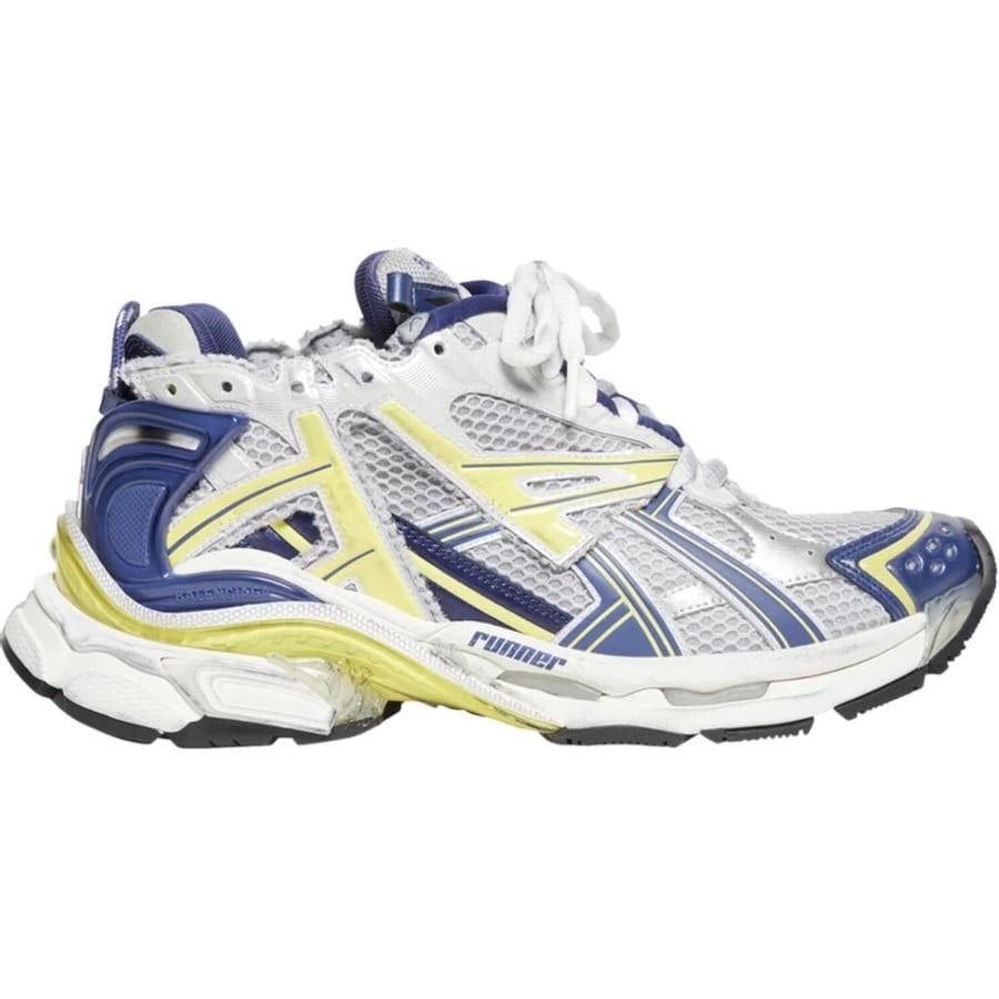 Balenciag* Runner Sneaker White Blue Yellow Grey Black