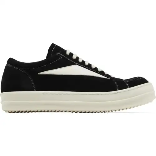 R!ck Owens EDFU Suede Leather Vintage Low 'Black Milk'