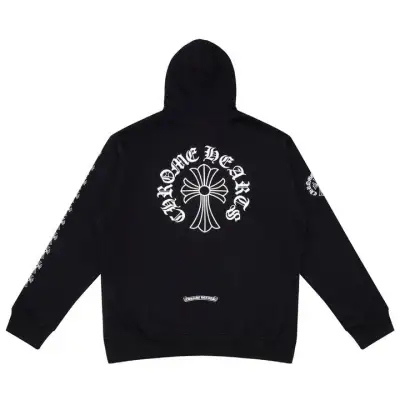 CHROME HEARTS BLACK WHITE ZIP UP HOODIE S-3