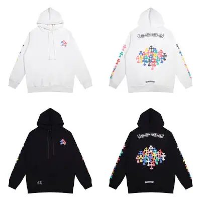 CHROME HEARTS  BLACK WHITE HOODIE k-8