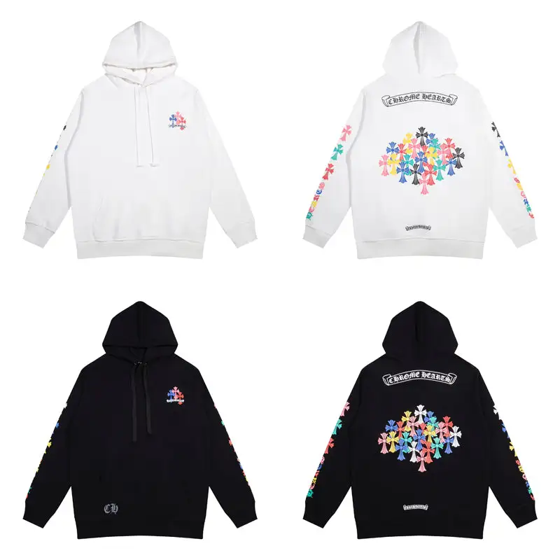 CHROME HEARTS  BLACK WHITE HOODIE k-8
