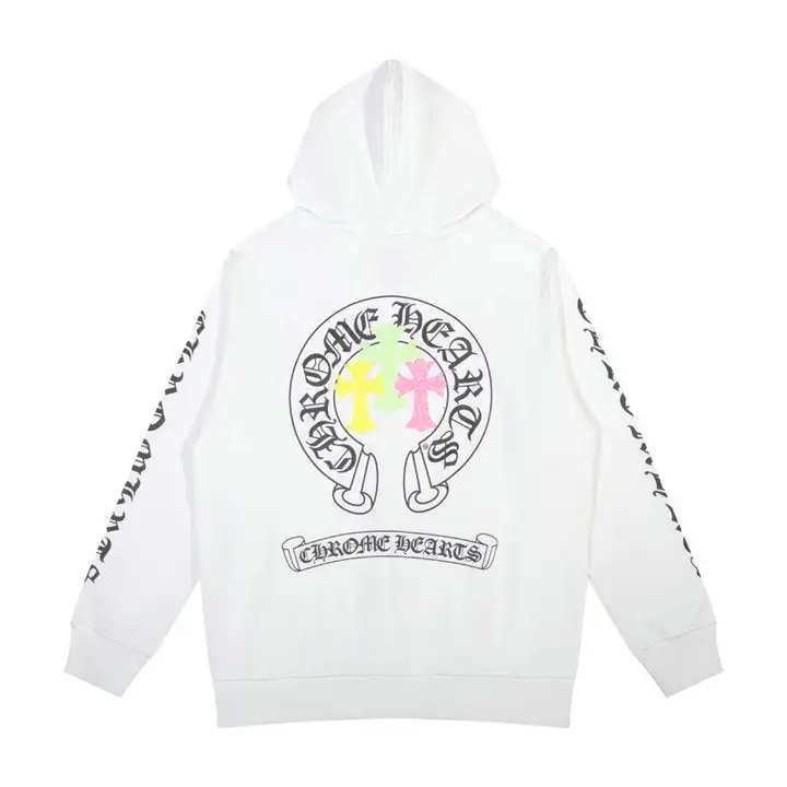 CHROME HEARTS BLACK WHITE ZIP UP HOODIE S-5