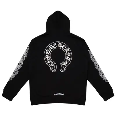 CHROME HEARTS BLACK WHITE ZIP UP HOODIE