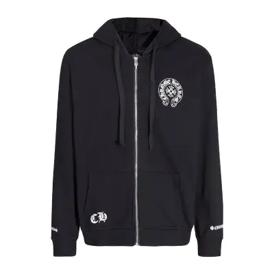 CHROME HEARTS BLACK WHITE ZIP UP HOODIE S-4