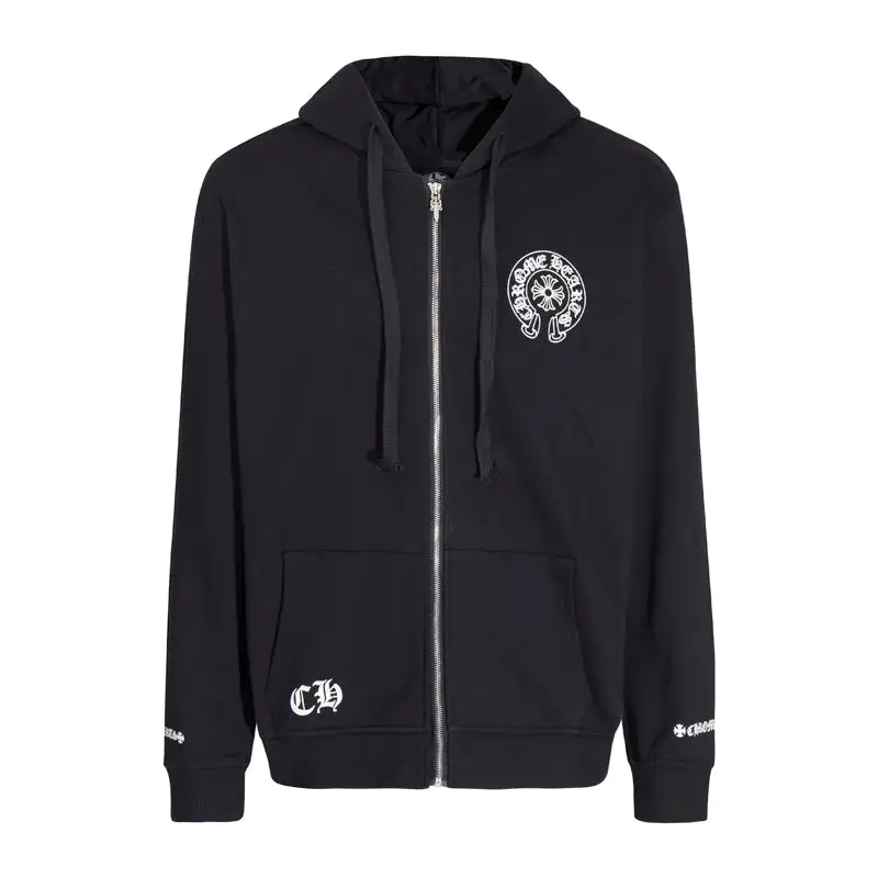 CHROME HEARTS BLACK WHITE ZIP UP HOODIE S-4