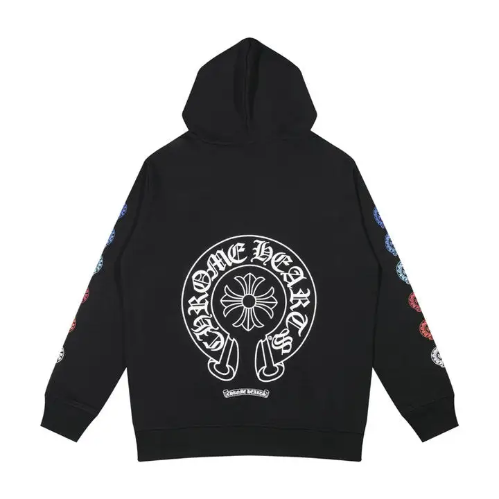 CHROME HEARTS BLACK WHITE ZIP UP HOODIE A-2