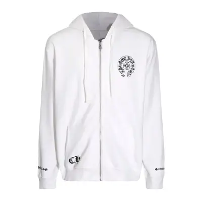 CHROME HEARTS BLACK WHITE ZIP UP HOODIE S-4