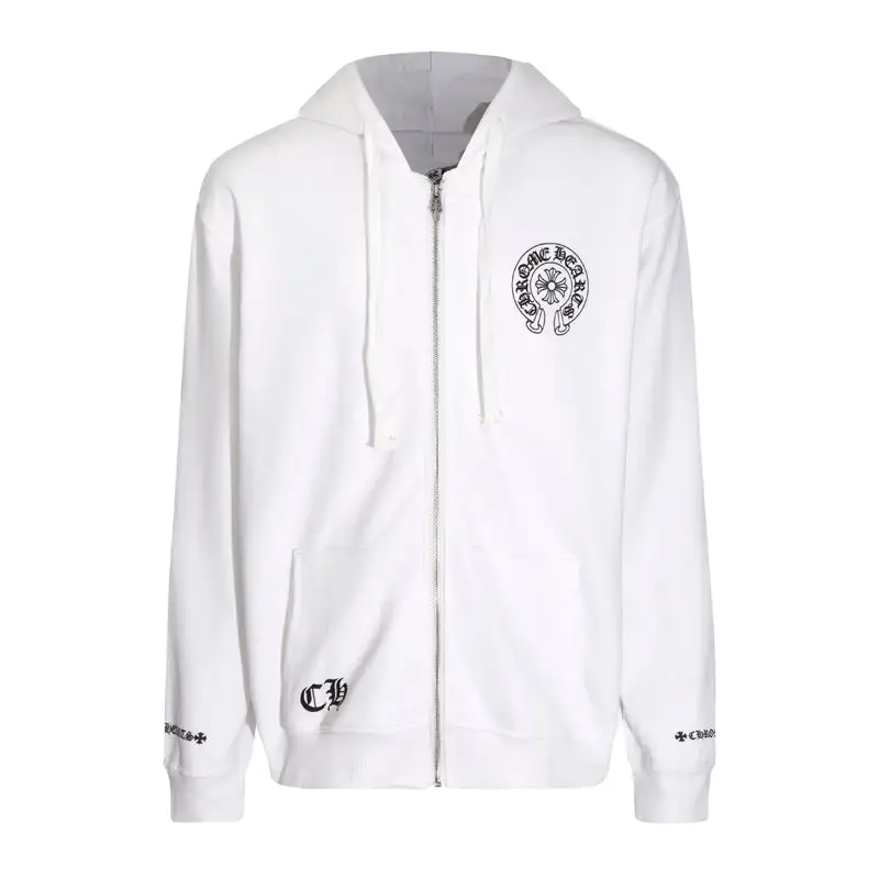 CHROME HEARTS BLACK WHITE ZIP UP HOODIE S-4