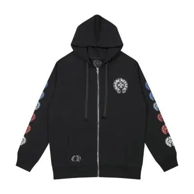 CHROME HEARTS BLACK WHITE ZIP UP HOODIE A-2