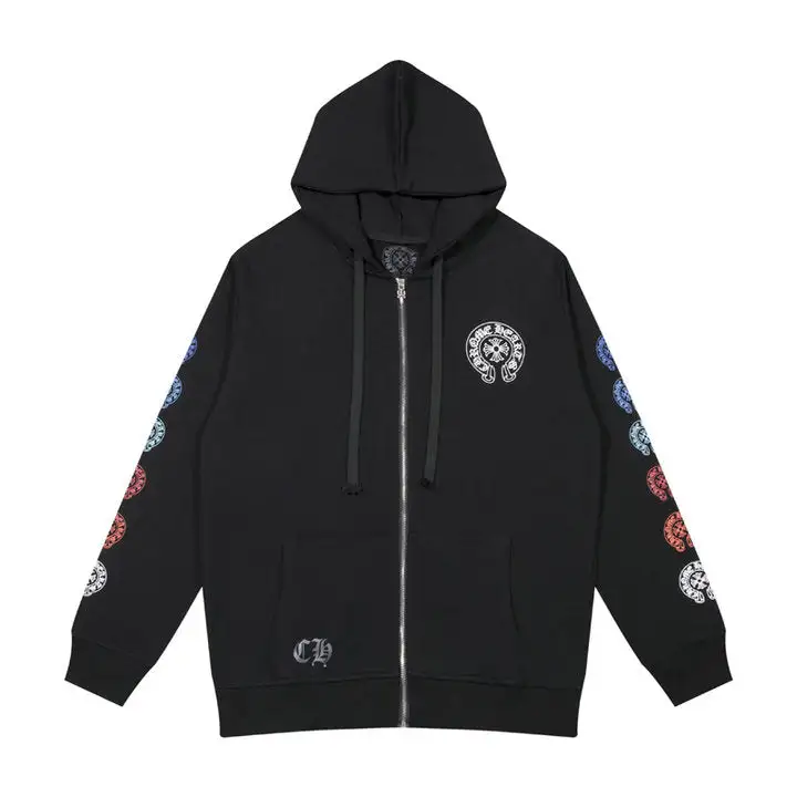 CHROME HEARTS BLACK WHITE ZIP UP HOODIE A-2
