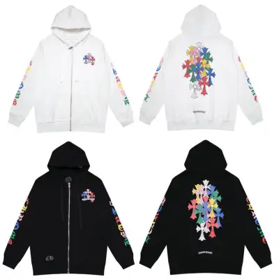 CHROME HEARTS BLACK WHITE ZIP UP HOODIE S-1