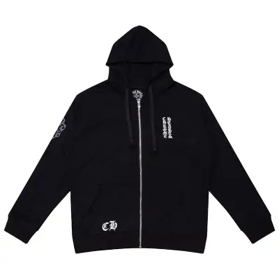 CHROME HEARTS BLACK WHITE ZIP UP HOODIE S-9