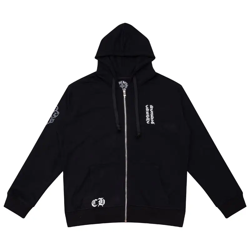 CHROME HEARTS BLACK WHITE ZIP UP HOODIE S-9