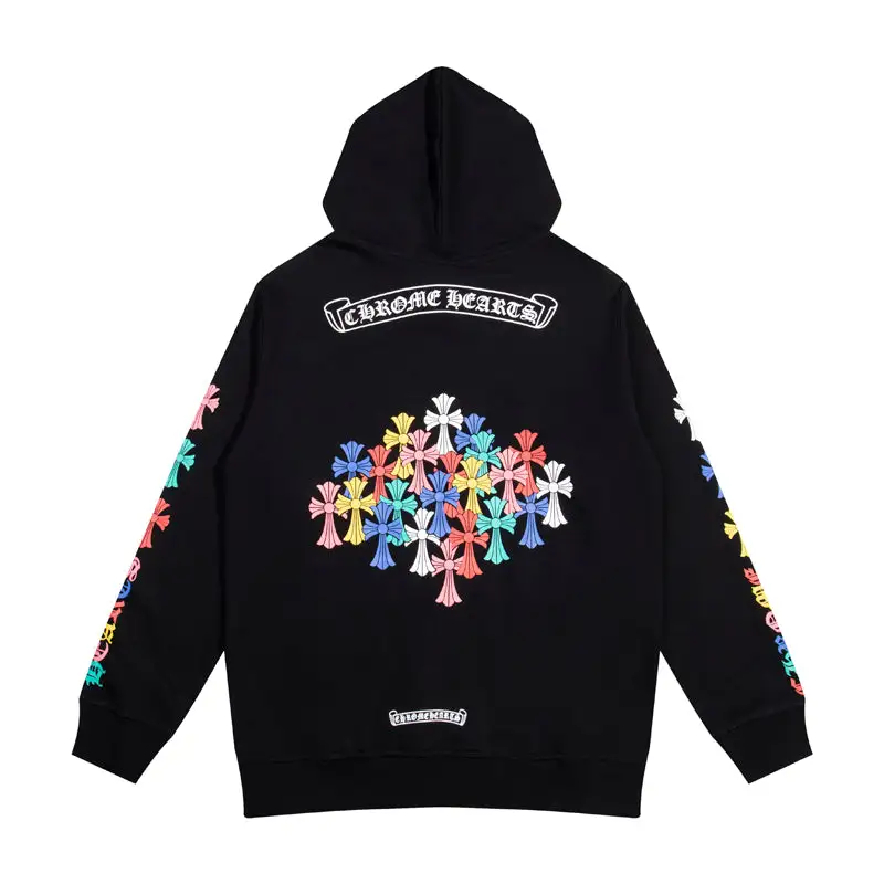 CHROME HEARTS  BLACK WHITE HOODIE k-8