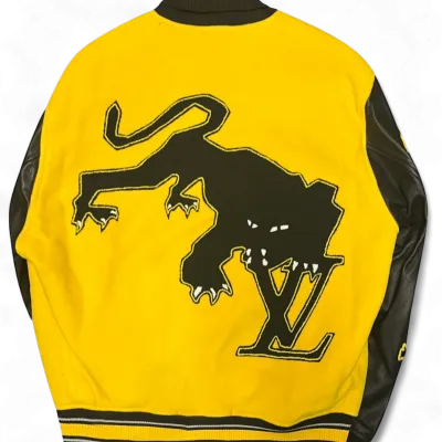 LV YYELLOW LEATHER EMBROIDERED VARSITY