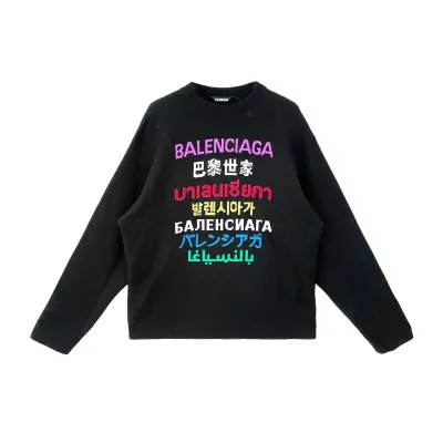 BALENCIAGA LARGE FIT LANGUAGES LOGO CREWNECK SWEATER