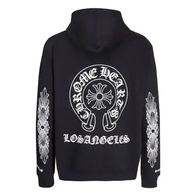 CHROME HEARTS BLACK WHITE ZIP UP HOODIE S-4