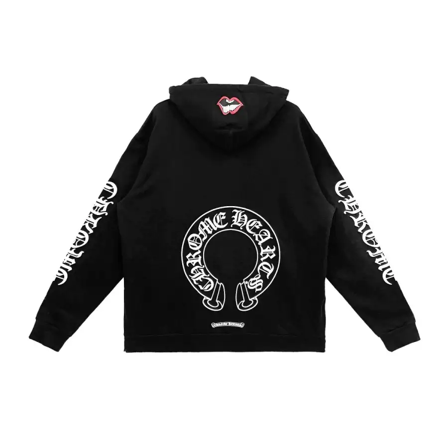 CHROME HEARTS BLACK WHITE ZIP UP HOODIE S-11