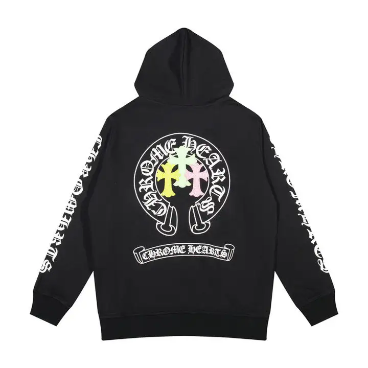 CHROME HEARTS BLACK WHITE ZIP UP HOODIE S-5