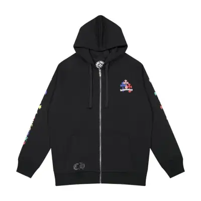 CHROME HEARTS BLACK WHITE ZIP UP HOODIE S-2