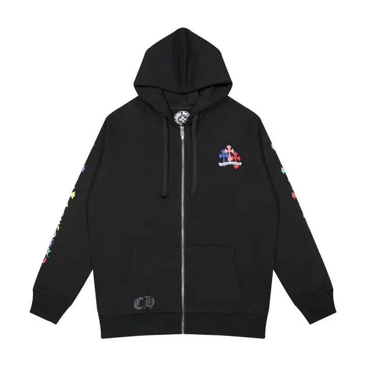 CHROME HEARTS BLACK WHITE ZIP UP HOODIE S-2