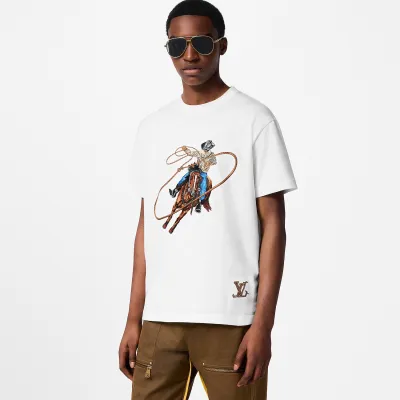 LV EMBELLISHED GRAPHIC COTTON T-SHIRT-1