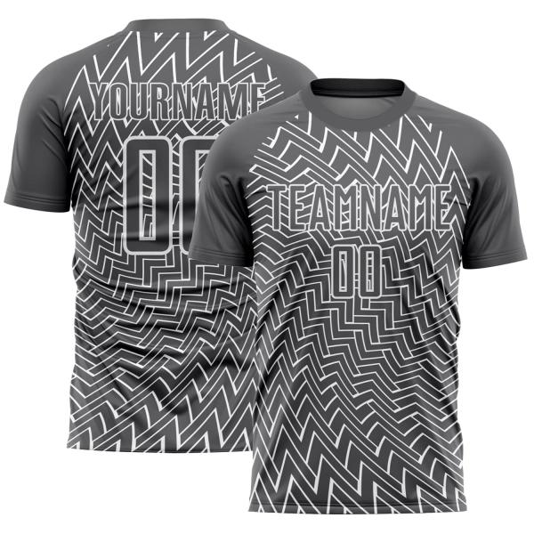Soccer Steel Uniform Gray White Jersey Lines Custom Sublimation